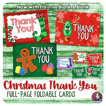 Preview of Christmas Thank you Notes-Foldable Full-page - Handwritten Fill-in-the-Blank