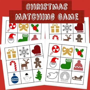 Christmas Theme Matching Game By Abacadabra Boards 
