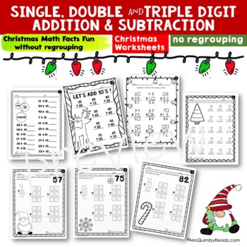 Christmas Theme | Math Facts Practice | Double-Triple Digit | No Regrouping