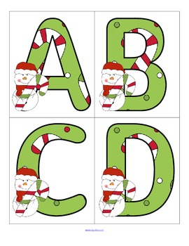 Preview of Christmas Alphabet Large Letters Flashcards Upper and Lower Case - FREE