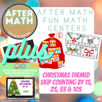 Preview of Christmas Theme Skip Counting Math Centers & Digital Decks Bundle