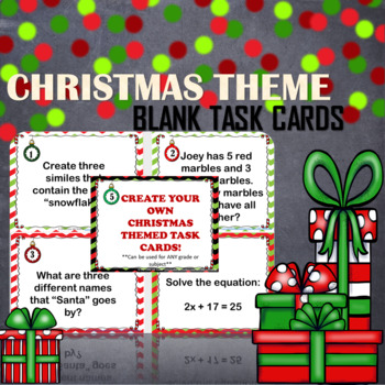 Preview of Christmas Theme Task Cards Editable BLANK