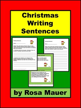 Preview of Christmas Theme Write simple, compound, & complex sentences Cards & Worksheet