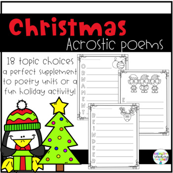 Christmas Themed Acrostic Poems- Poetry Writing by Karima's Teaching Korner