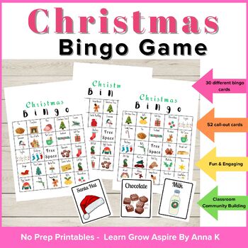 Christmas Classroom Games, Christmas Themed Bingo Game, 30 Different ...