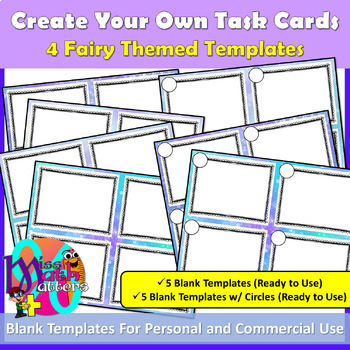 Preview of Fairy Unicorn Blank Task Card Templates - For Personal and Commercial Use