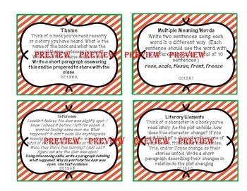 Middle School Bell Ringers - Christmas ELA Common Core Task Cards (20)