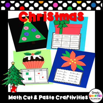 Preview of Christmas Themed Cut and Paste Math Crafts