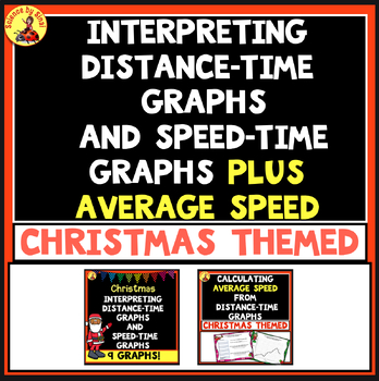 Preview of Christmas Themed- DISTANCE-TIME, SPEED-TIME GRAPHS, AVERAGE SPEED BUNDLE