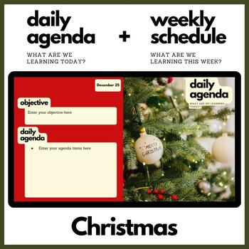 Preview of Christmas Themed Daily Agenda + Weekly Schedule for Google Slides