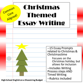 Preview of Christmas Themed Essay Writing, w Rubrics & Printables