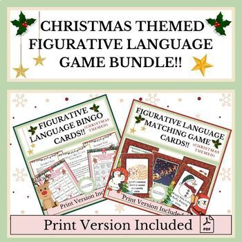 Preview of Christmas Themed Figurative Language Game Card Bundle!!!