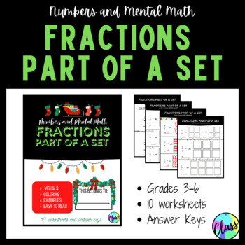 Preview of Christmas Themed Fractions Part of a Set for grades 3,4, and 5 