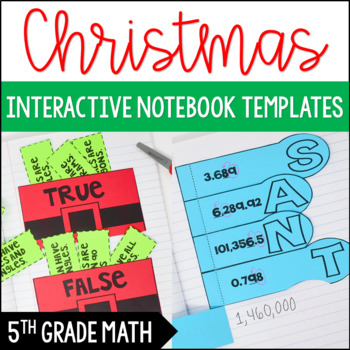 Preview of Christmas Themed Interactive Notebook Templates: 5th Grade Math