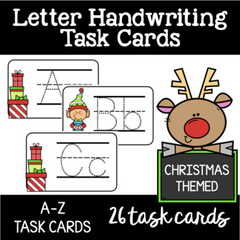 Preview of Christmas Themed: Letter Handwriting Task Cards {4x6} for Literacy Centers