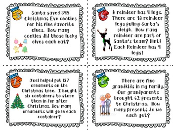 Christmas Themed Long Division Task Cards | TpT