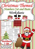 Christmas Themed Numbers Cut and Paste Worksheets (1-20):