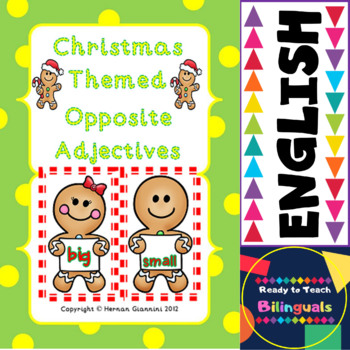 Preview of Christmas Themed Opposite Adjectives cards for games (primary level)