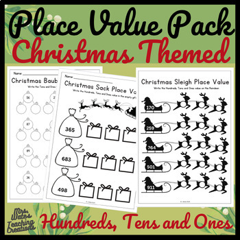 Preview of Christmas Math Worksheets: Place Value Activities for Holiday Fun