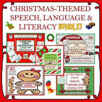 Preview of Christmas-Themed Speech, Language & Literacy Bundle! Pre-K to 3rd Grade