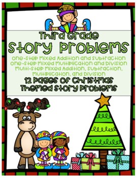 Preview of Christmas Themed Word Problems- Third Grade