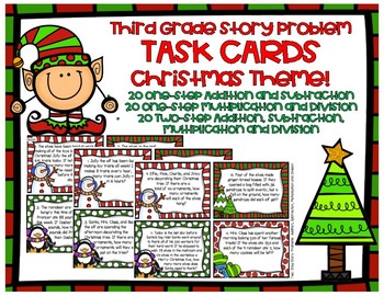 Christmas Themed Task Cards- Third Grade by Miss V in Elementary