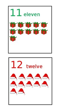 christmas themed teen number flashcards 11 20 by nicia davis tpt