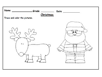 christmas themed tracing and coloring worksheet by kids learning basket