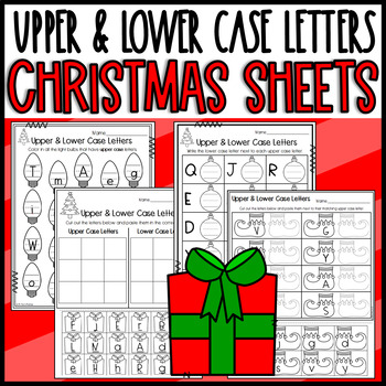 Preview of Christmas Themed Upper Case and Lower Case Letters Sorts & Worksheets Alphabet