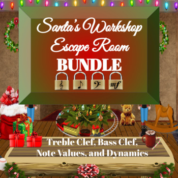 Preview of Christmas Themed Digital Music Escape Room- BUNDLE