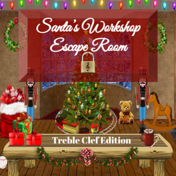Preview of Christmas Themed Digital Music Escape Room- Treble Clef Game