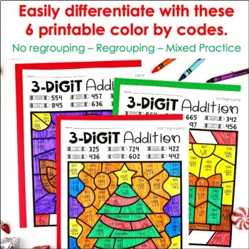 Christmas Math Activities Color by Number Addition - December Coloring ...