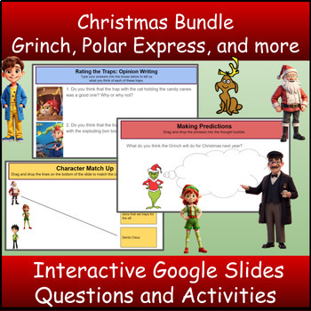 Preview of Christmas Three Pack Interactive Google Slides Questions and Activities