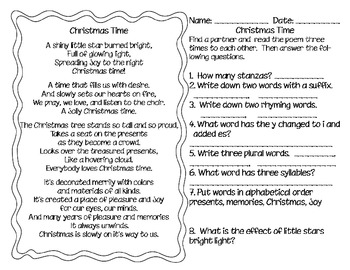 Preview of Christmas Time Poem