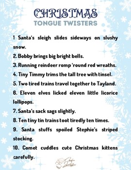 Christmas Tongue Twisters Teaching Resources | TPT