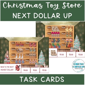 Preview of Christmas Toy Store Math Price Identification & Next Dollar Up Task Cards