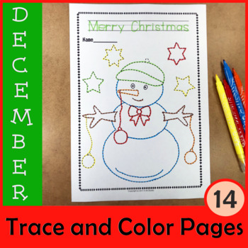Christmas Trace and Color Pages Fine Motor Skills + Pre-writing