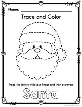 Christmas Trace and Color Printables by Linda's Loft for Little Learners