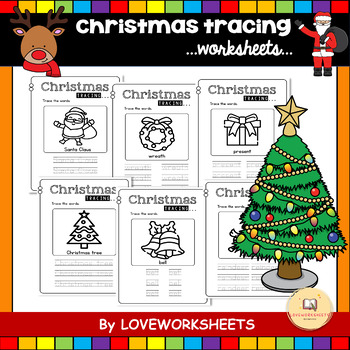 Christmas Tracing by LoveWorksheets | TPT