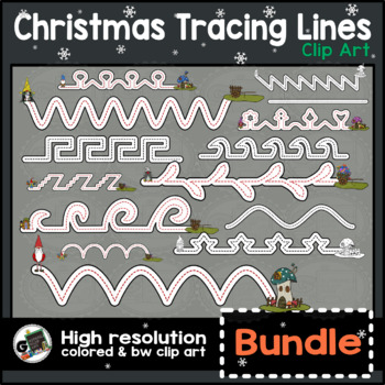 Preview of Christmas Tracing Lines / Fine Motor Skills Prewriting Clip Art Bundle