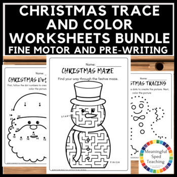 Preview of Christmas Tracing, Maze, Dot to Dot and Coloring Printable Worksheets 