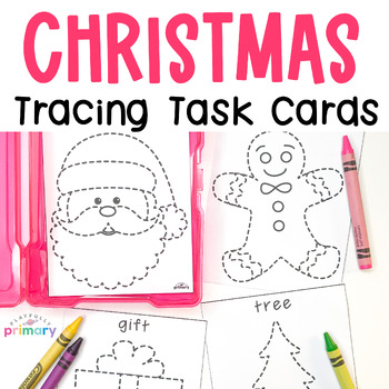 Preview of Christmas Tracing Worksheets, Picture Tracing Christmas Fine Motor Task Boxes