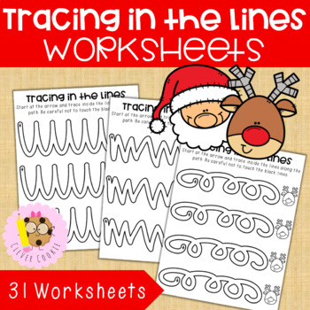 Christmas Tracing in the Lines Worksheets - Fine Motor Skills & Pencil  Control