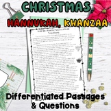 Christmas Hannukah Kwanzaa Traditions Reading Comprehensio