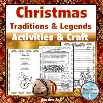 Preview of Christmas Traditions & Legends ELA Passages, Writing Prompts Activities & Craft
