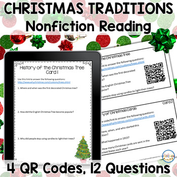 Preview of Christmas Traditions QR Code Activity | Nonfiction Reading | Digital | Print