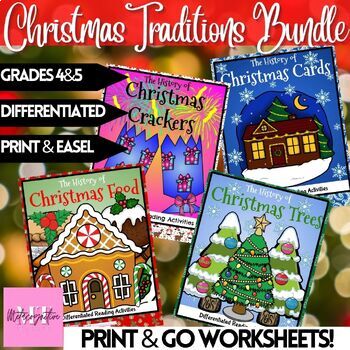 Preview of Christmas Traditions Reading Comprehension Worksheet Bundle