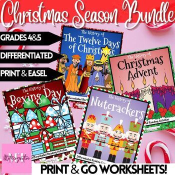 Preview of Christmas Season Reading Comprehension Worksheet Bundle
