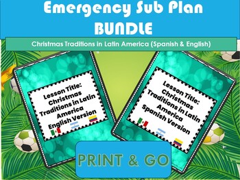 Preview of Emergency Sub Plan Christmas Traditions in Latin America Spanish & English