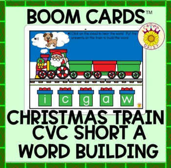 Preview of Christmas Train CVC Short A Word Building Boom Cards™